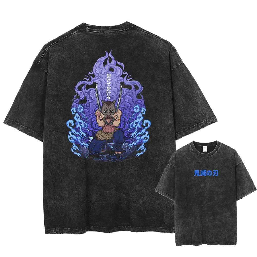 Demon Slayer Inosuke's Rage Oversized Vintage T-Shirt