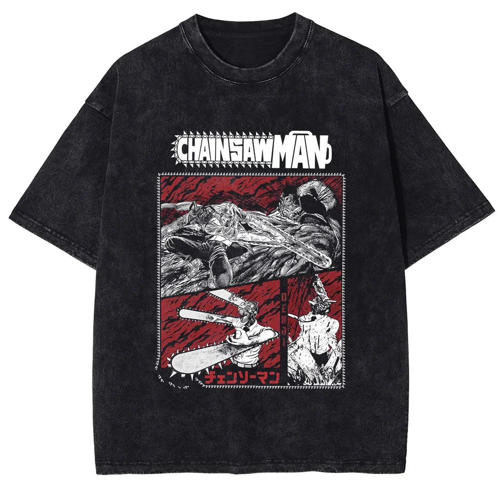 Chainsaw Man Denji's Path Oversized Vintage T-Shirt