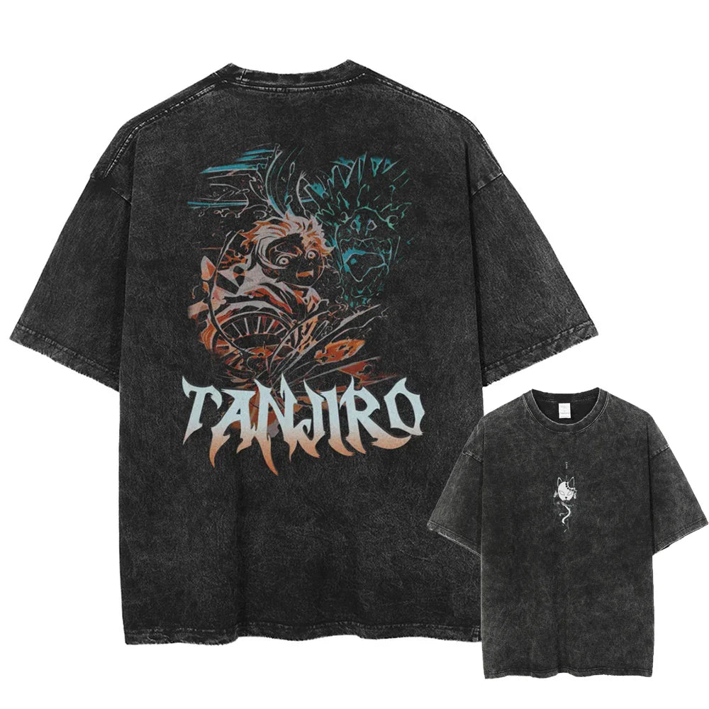 Demon Slayer Tanjiro Blade of Justice Oversized Vintage T-Shirt