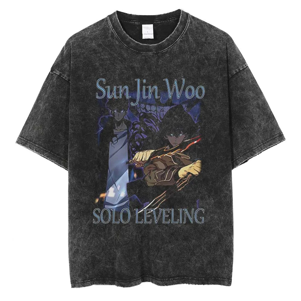 Solo Leveling Sung Jin-Woo Shadow Monarch Vintage T-Shirt