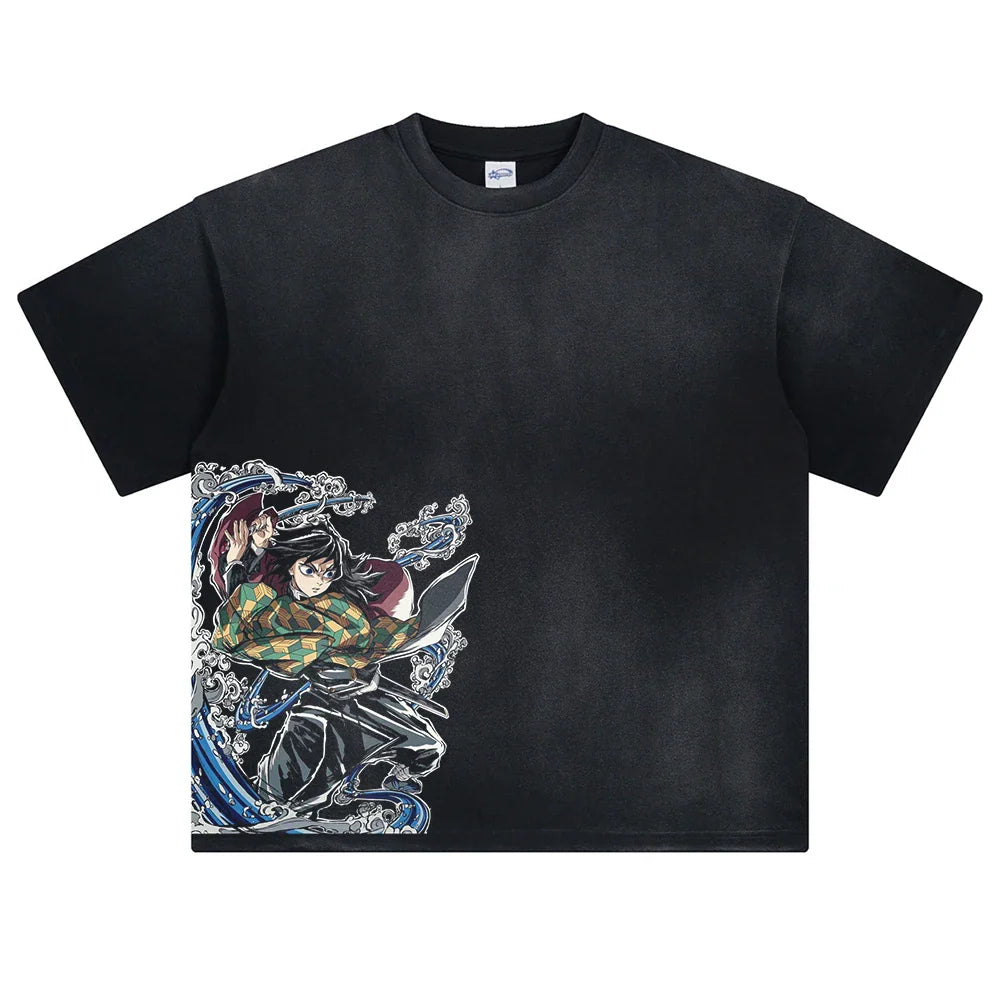Demon Slayer Giyu's Water Oversized Vintage T-Shirt