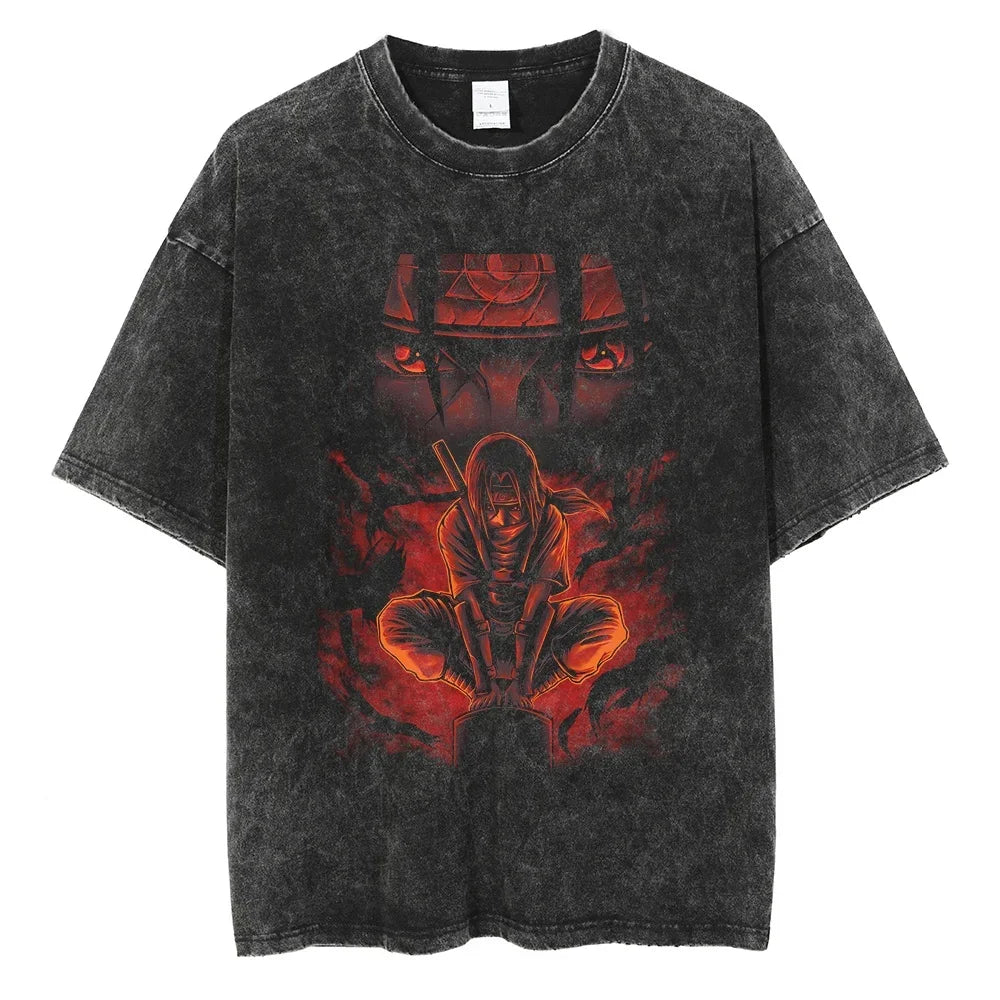 Naruto Sasuke Eternal Mangekyo Oversized Vintage T-Shirt
