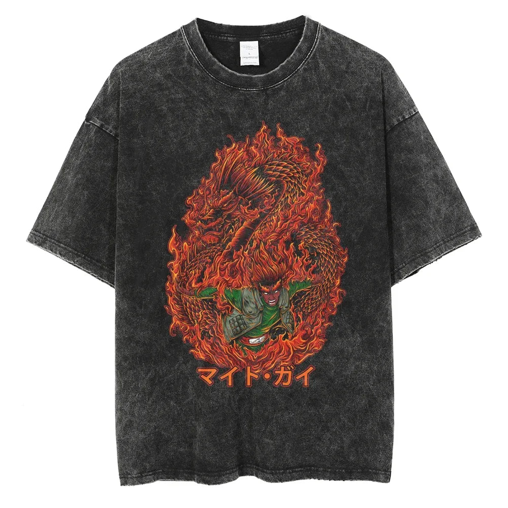 Naruto Might Guy Dynamic Entry Oversized Vintage T-Shirt